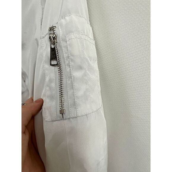 36.5 Womens Full zip up Bomber Long Sleeve Preppy Casual Jacket White Size Small - Picture 6 of 8